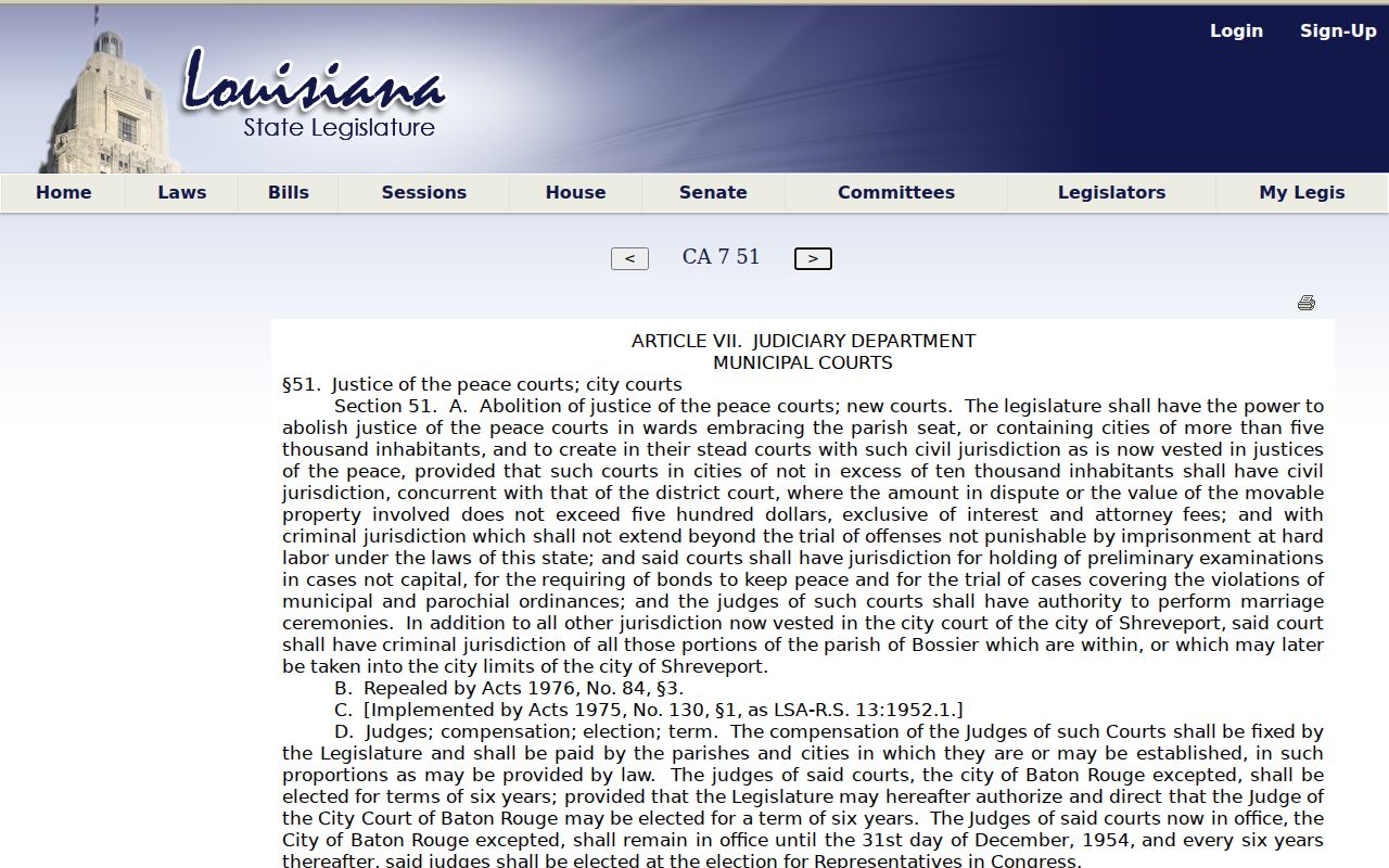 Louisiana local court framework relevant to Georgetown records