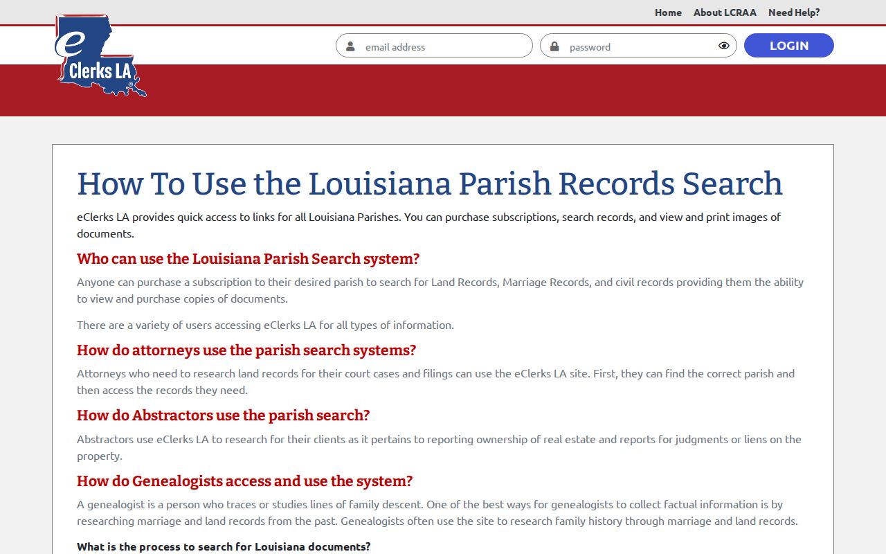 Grant Parish case search parish eClerks subscription and image access source