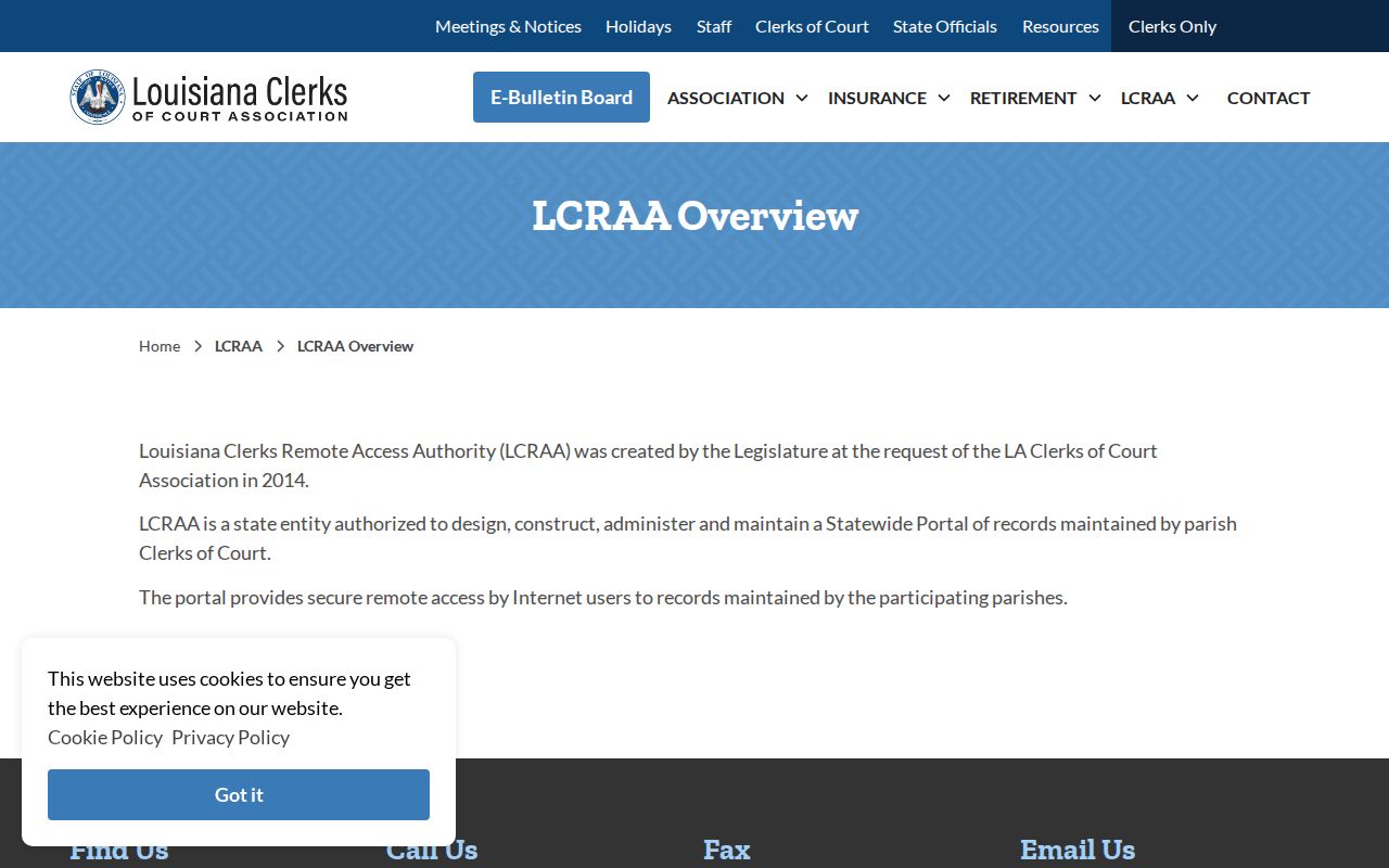 Grant Parish court records statewide LCRAA access overview