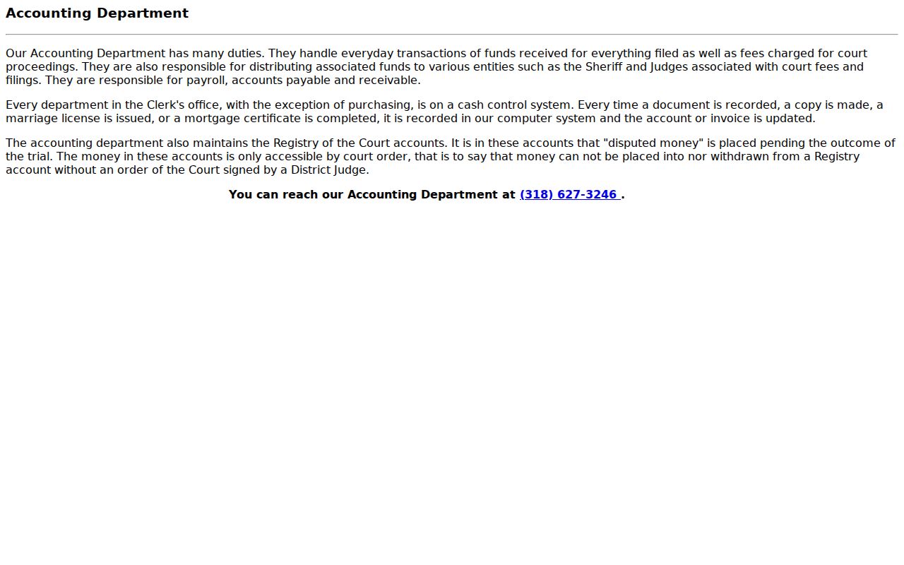 Grant Parish court records accounting, copy, and registry information