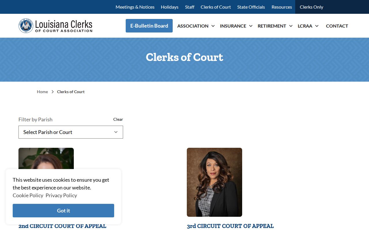 Grant Parish Clerk court docket and court record directory access