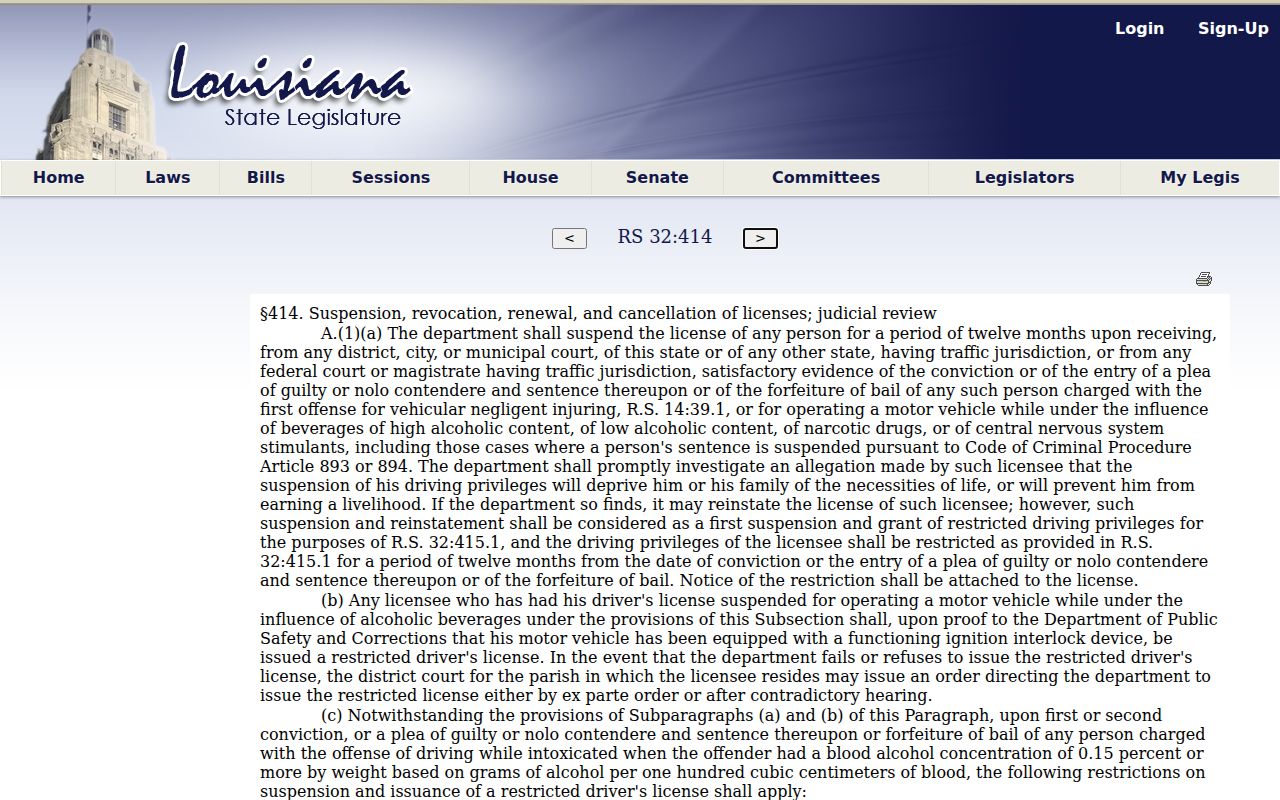 Grant Parish traffic court disposition reporting and OMV law source